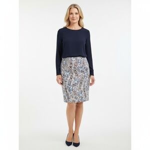 Ann Taylor Womens‎ Pencil Skirt Size 10 White Floral Paisley Business Casual